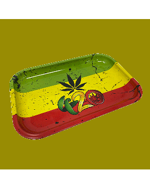 Rasta Flag Rolling Tray - Metal 