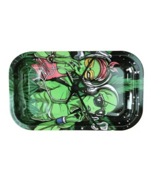 Hippie Cannabis Aliens Rolling Tray - Metal