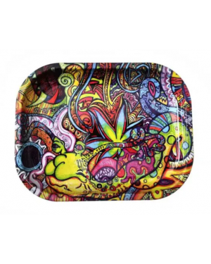 Kaleidoscopic Trippy Aliens Rolling Tray - Metal