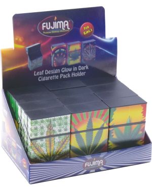 FUJIMA LEAF DESIGN GLOW IN DARK CIGARETTE CASE FOR KINGS (CH128)