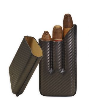 Lotus 3-Stick Carbon Fiber Cigar Case