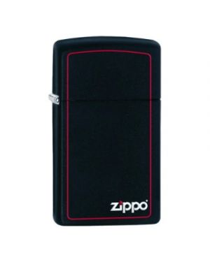 Zippo Slim® Black Matte with Red Border