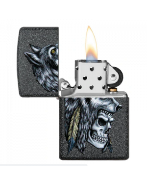 Zippo  Wolf Skull Feather Design